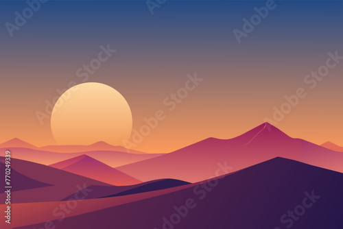 illustration of sunset view