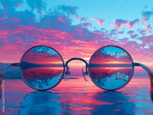Bring a new dimension to your vision! Design a graphic showcasing the rear view through glasses that transform the world into various artistic styles  © Wonderful Studio