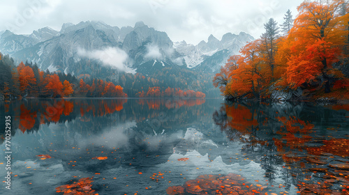 Autumn in the mountains. Created with Ai © Stock