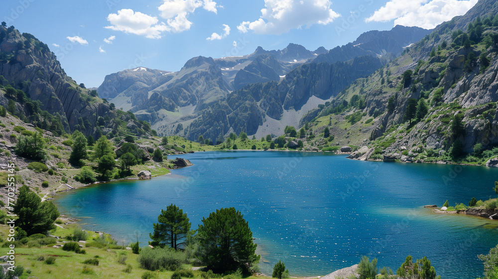beautiful blue lake in mountains relaxing landscape wallpaper 