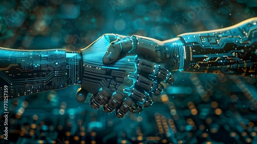 A handshake between human and AI photo