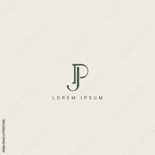 Abstract letter JP PJ monogram logo vector template. Initial based minimal flat icon vector  photo