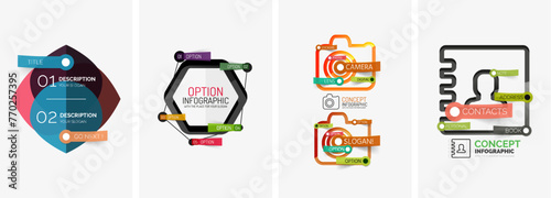 Set of infographics with line design icons. Vector illustration For Wallpaper, Banner, Background, Card, Book Illustration, landing page