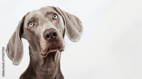 photography of a Weimaraner on an Isolated white background