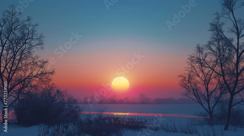 Serene Winter Sunset