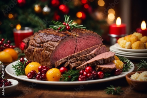 Roast beef dinner menu to celebrate Christmas Day