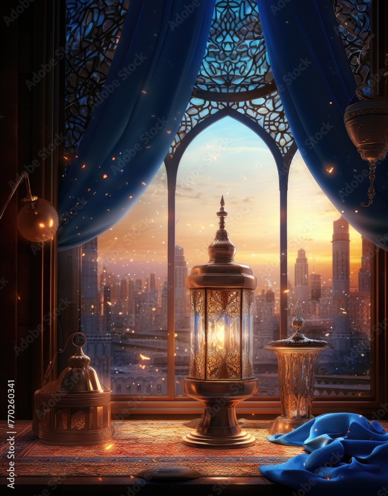 Fototapeta premium ramadan allahu akbar, in the style of photorealistic pastiche