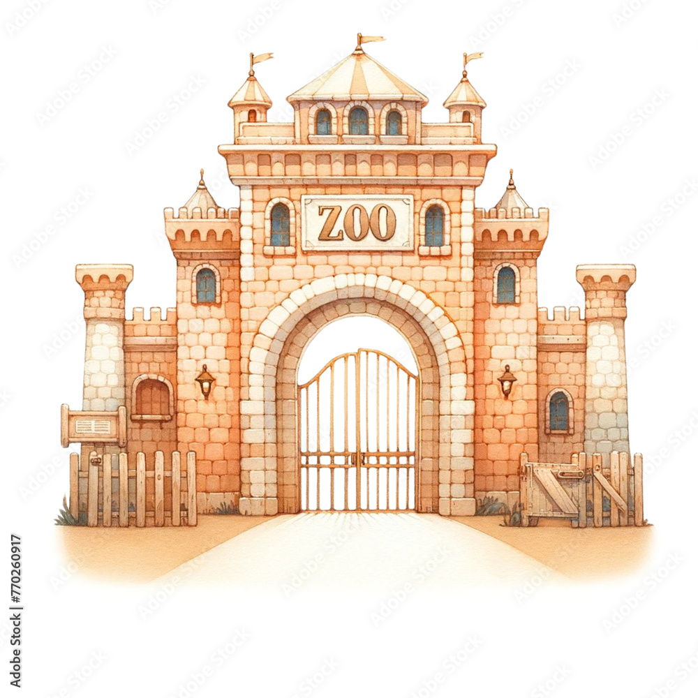 watercolor-town - zoo