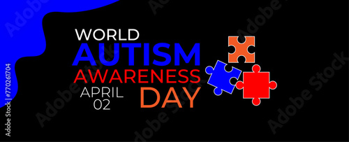 Vector illustration on the theme of World Autism awareness day observed each year on April 2nd across the globe. love concept. ASD, Copy space, Banner, poster, flyer, card, brochure, web, Layout. 