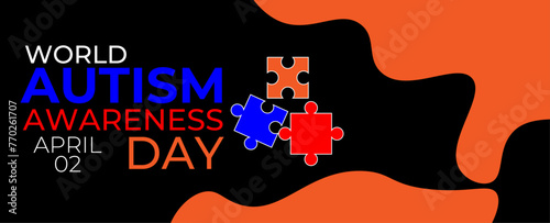 Vector illustration on the theme of World Autism awareness day observed each year on April 2nd across the globe. love concept. ASD, Copy space, Banner, poster, flyer, card, brochure, web, Layout. 