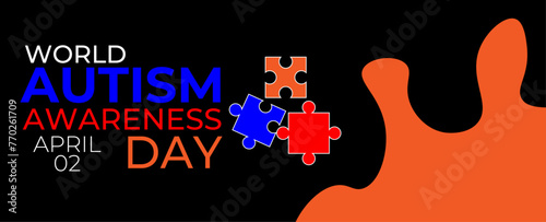 Vector illustration on the theme of World Autism awareness day observed each year on April 2nd across the globe. love concept. ASD, Copy space, Banner, poster, flyer, card, brochure, web, Layout. 