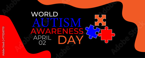 Vector illustration on the theme of World Autism awareness day observed each year on April 2nd across the globe. love concept. ASD, Copy space, Banner, poster, flyer, card, brochure, web, Layout. 
