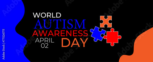 Vector illustration on the theme of World Autism awareness day observed each year on April 2nd across the globe. love concept. ASD, Copy space, Banner, poster, flyer, card, brochure, web, Layout. 