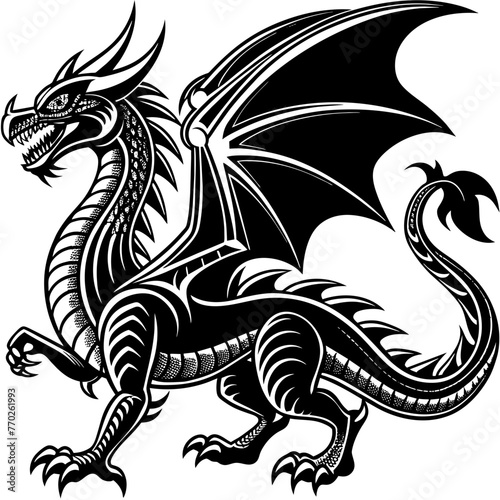 Black Dragon Silhouette Vector Illustration 