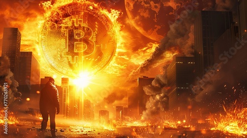 Bitcoin Apocalypse: Cryptocurrency Market Crash Concept © KumCup