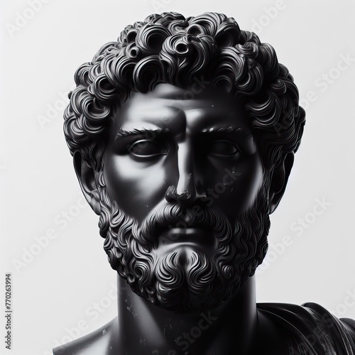 Ancient roman bust isolated on white background