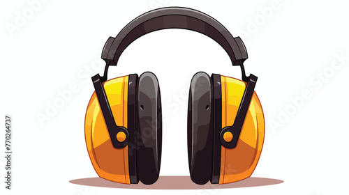 Protective ear muffs. Yellow headphones for construction