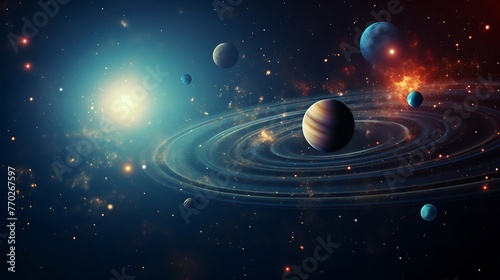 astrological background with planets and copy space photo