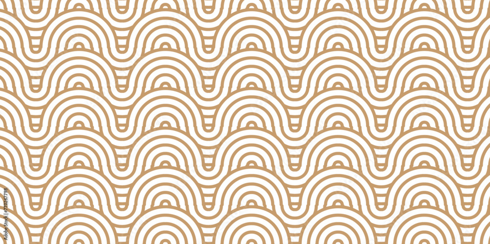 Overlapping Pattern Minimal diamond geometric waves spiral abstract circle wave line. Brown seamless tile stripe geometric create retro square line backdrop pattern background.
