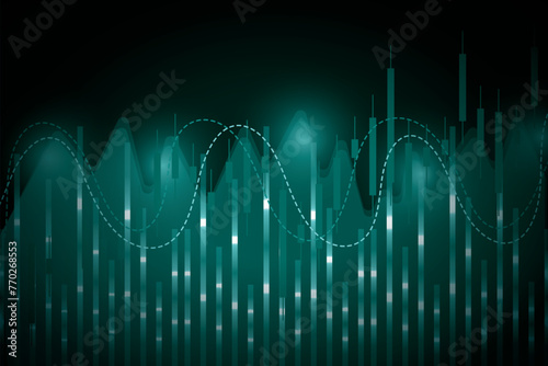 business investment trading stock on blue dark background. chart increase digital technology. financial data strategy. market chart profit money. vector illustration hi-tech. candlestick forex growth