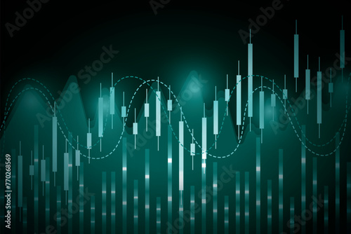 business investment trading stock on blue dark background. chart increase digital technology. financial data strategy. market chart profit money. vector illustration hi-tech. candlestick forex growth