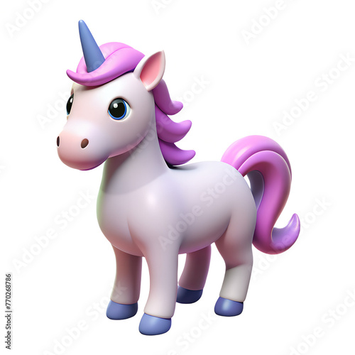 unicorn   3d render vector cartoon icon