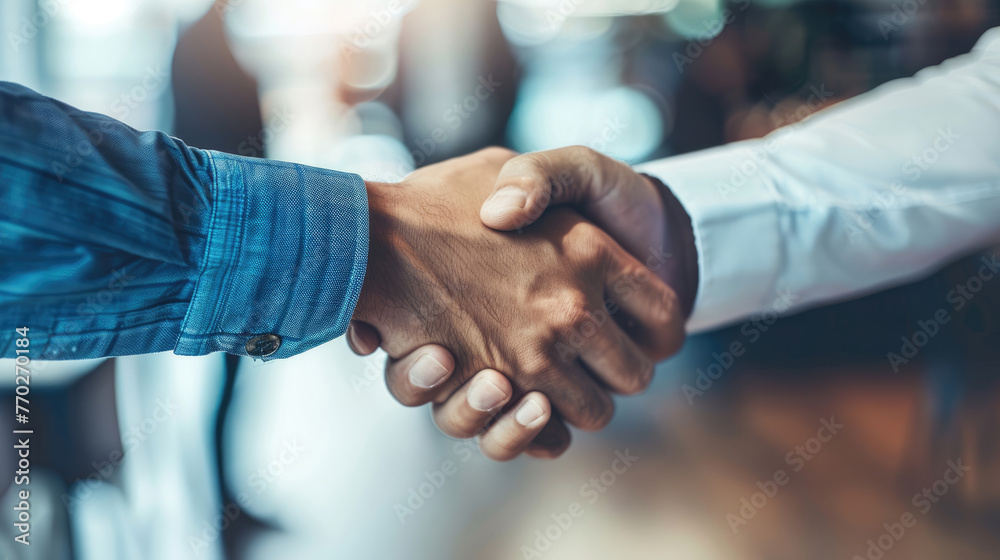 Photo of Business Associates Shaking Hands in Office Environment