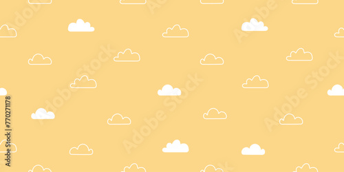 Cute clouds seamless pattern, cartoon background