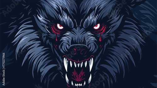 Scary zombie monster wolf head logo cartoon vector photo