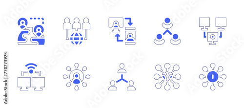 Connect icon set. Duotone style line stroke and bold. Vector illustration. Containing network, connected, connect, connection, connections.