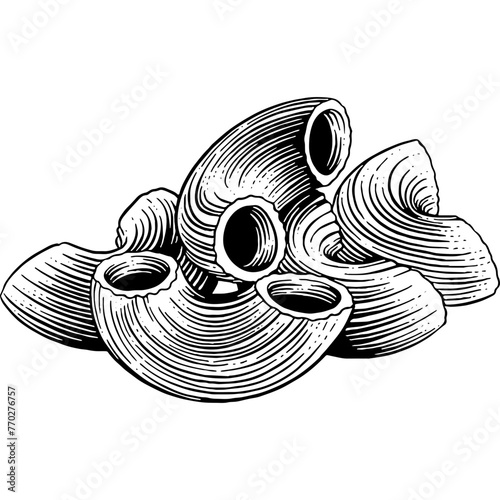 Hand drawn Macaroni Pasta Sketch Illustration
