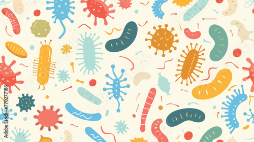 Simple Seamless pattern with human microbiome flora