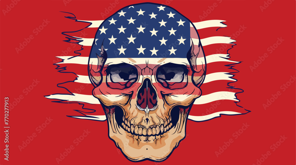 Skull head with united states flag colors vector il