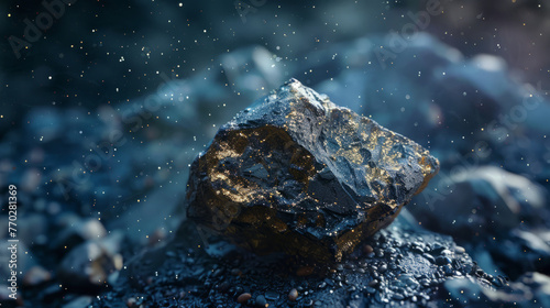 Enigmatic rock glistening with dew under a nocturnal sky suggests a sense of wonder and discovery