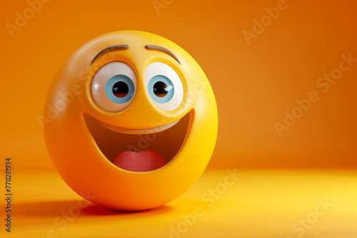 A yellow smiley face with big eyes and a big grin