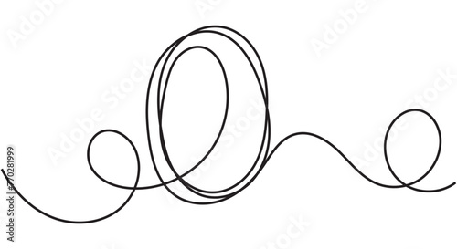 Easter egg one line drawing. Continuous line drawing of simple egg. Happy Easter concept. Vector isolated hand drawn illustration. An element drawn with one black line on a white background in eps 10.