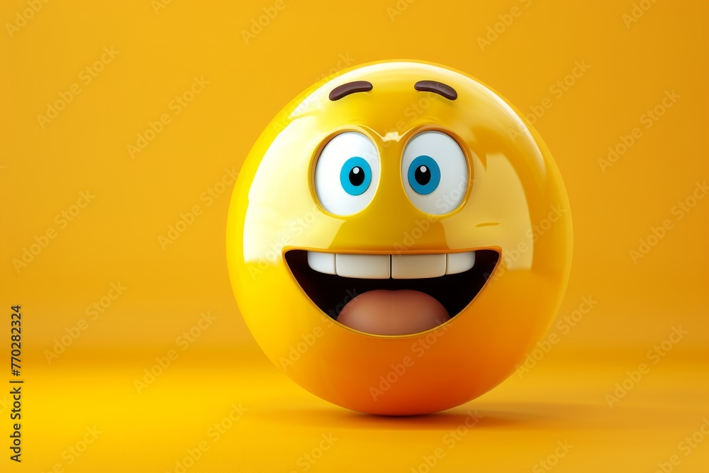 Fototapeta premium A yellow smiley face with big eyes and a big grin