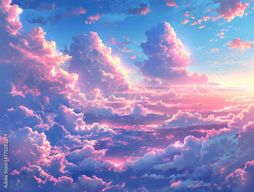 blue and pink skies for background