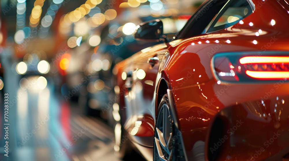 New Cars on Display with Bokeh Effect