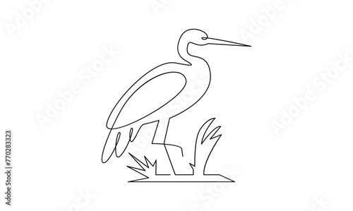 Vector continuous one line drawing of beautiful heron bird abstract best use for logo, banner, background minimalist design