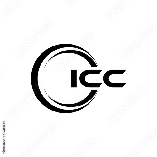 ICC letter logo design with white background in illustrator, cube logo, vector logo, modern alphabet font overlap style. calligraphy designs for logo, Poster, Invitation, etc.