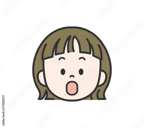 顔アイコン　びっくりする女の子