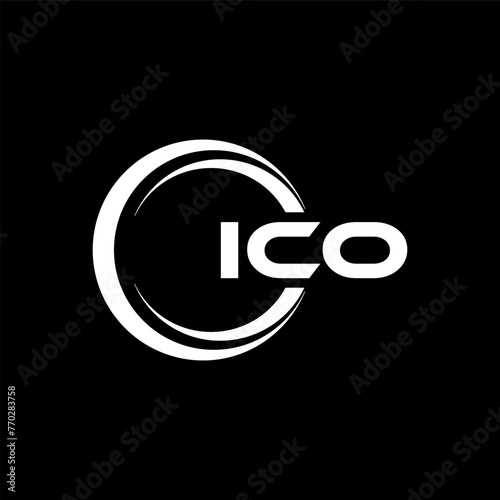 ICO letter logo design with black background in illustrator, cube logo, vector logo, modern alphabet font overlap style. calligraphy designs for logo, Poster, Invitation, etc.