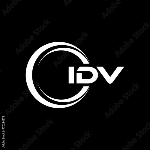 IDV letter logo design with black background in illustrator, cube logo, vector logo, modern alphabet font overlap style. calligraphy designs for logo, Poster, Invitation, etc. photo