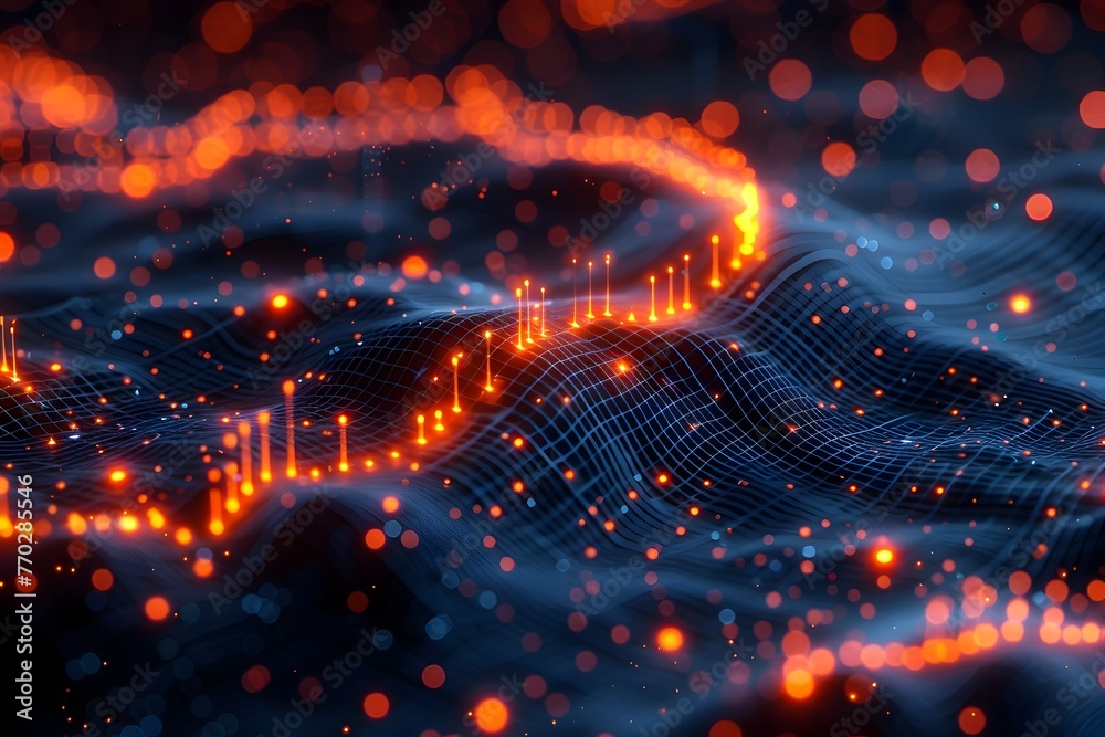 Glowing Futuristic Trading Chart Immersed in Intricate Digital Network of Curves and Lights Glowing Futuristic Trading Chart Immersed in Intricate Digital Network of Curves and Lights