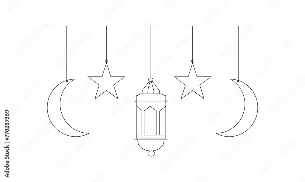 Vector continuous one simple single abstract line drawing of ramadan mubarak isolated on a white background
Vector continuous one simple single abstract line drawing of ramadan mubarak isolated on a white background