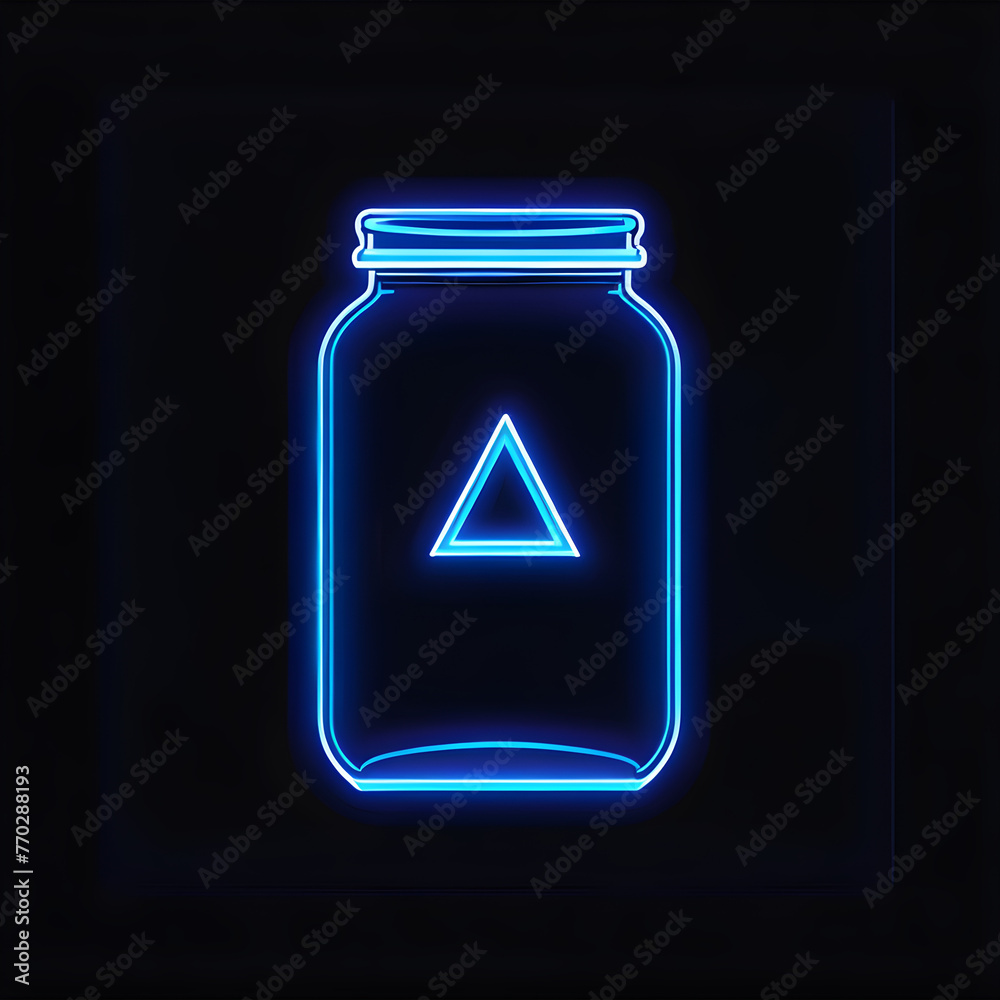 Captivating Blue Neon Jar Icon: Illuminating Your Designs with Style(Generative AI) - obrazy, fototapety, plakaty 