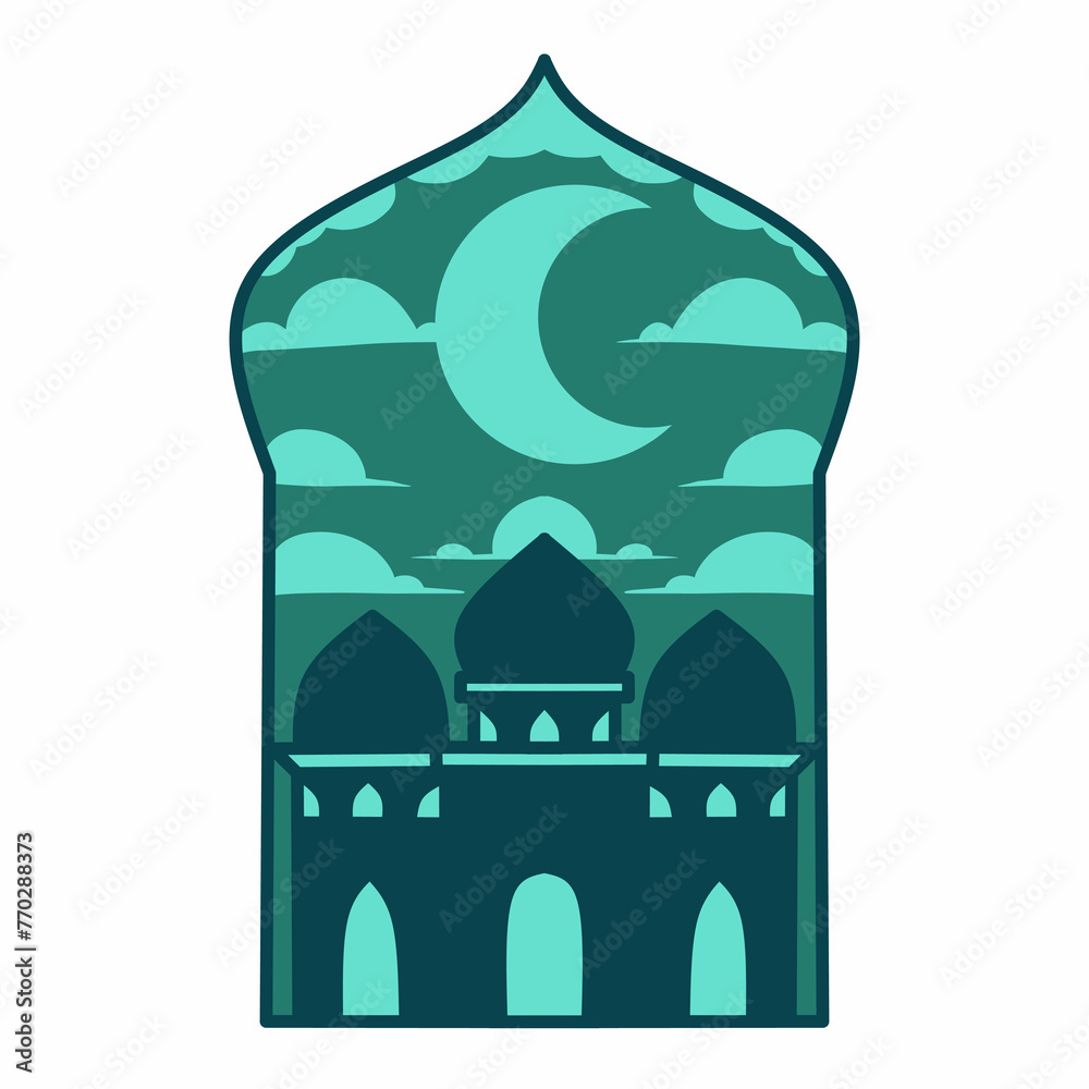 Obraz premium mosque silhouette set vector Ramadhan kareem