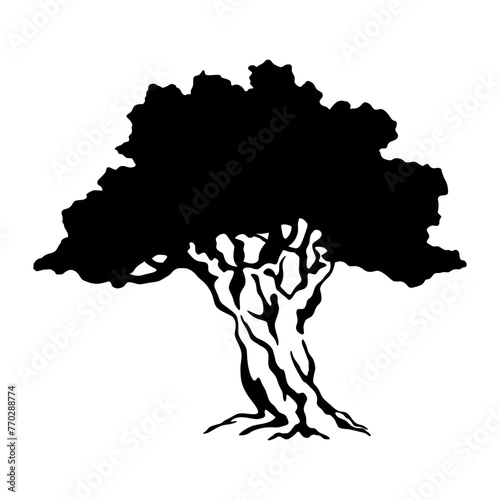 The silhouette of an oak tree