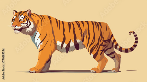 Tiger as Large Cat Specie with Dark Vertical Stripe